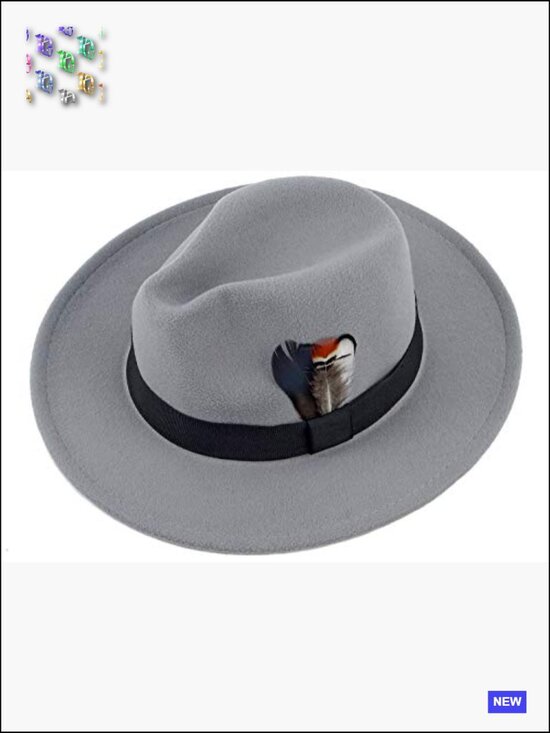 Classic Wide Brim Fedora Hat Dress Panama Felt Unisex Adjustable Feathers main image 5